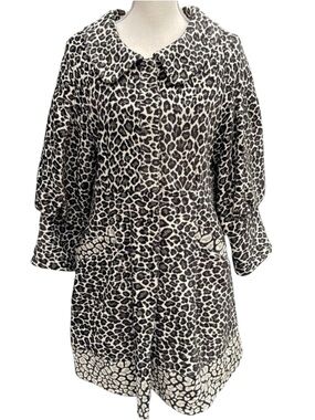 Vintage Ballet Cotton Cheetah Print Balloon Sleeve Swing Coat (6)